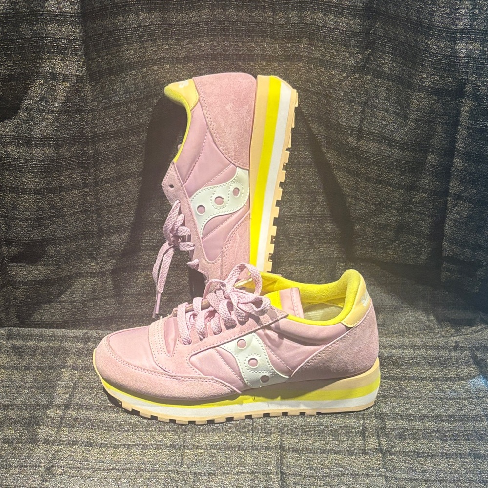 Saucony Women's Pink and Yellow Sneakers